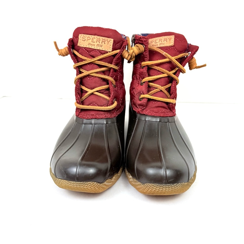 Sperry Women Wine (Red) Saltwater Chevron Quilt Duck Boot, Waterproof, Warm. US7